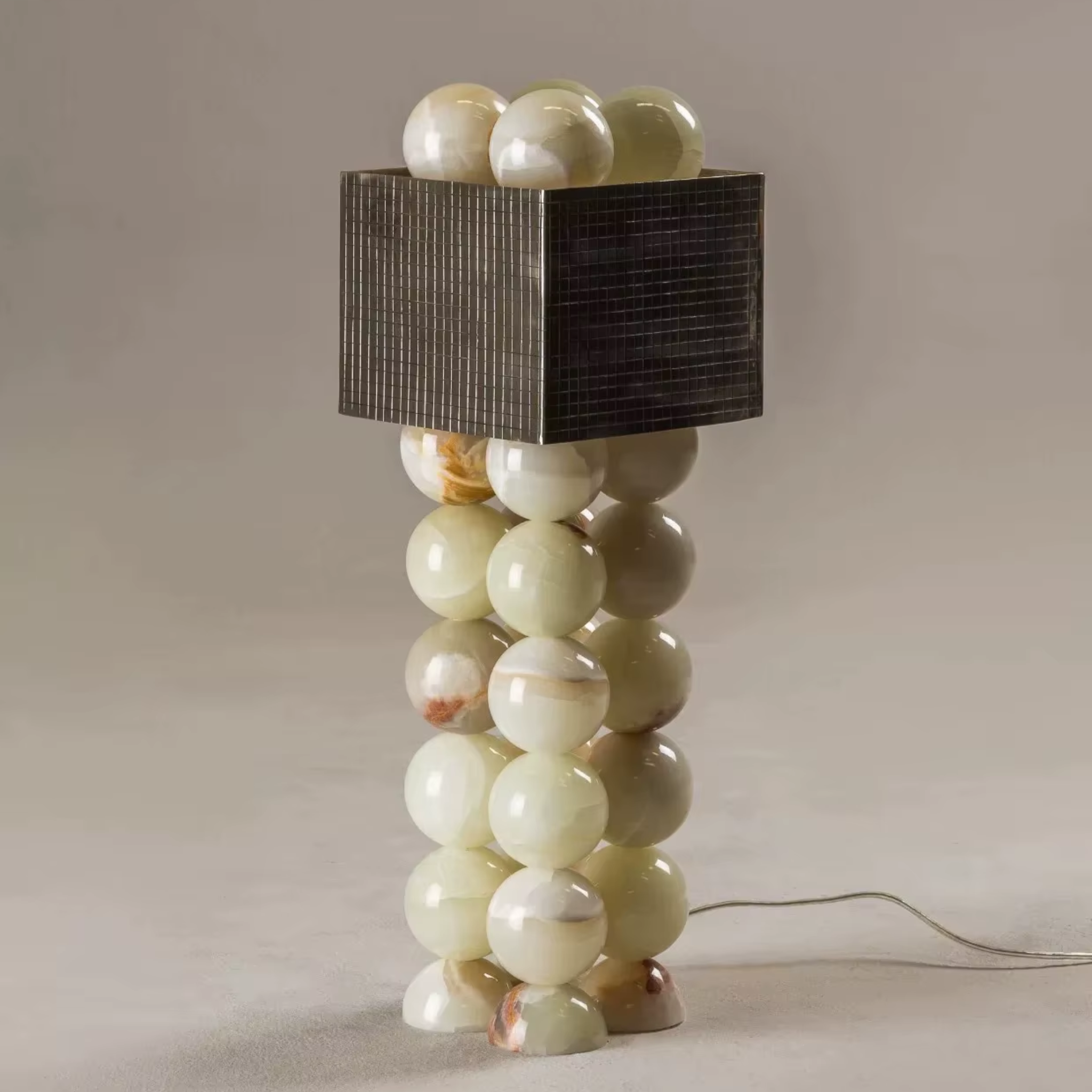 Stenvei Jade Stone Table Lamp for Modern Interiors, White Light, Lamps, Natural Minimalist