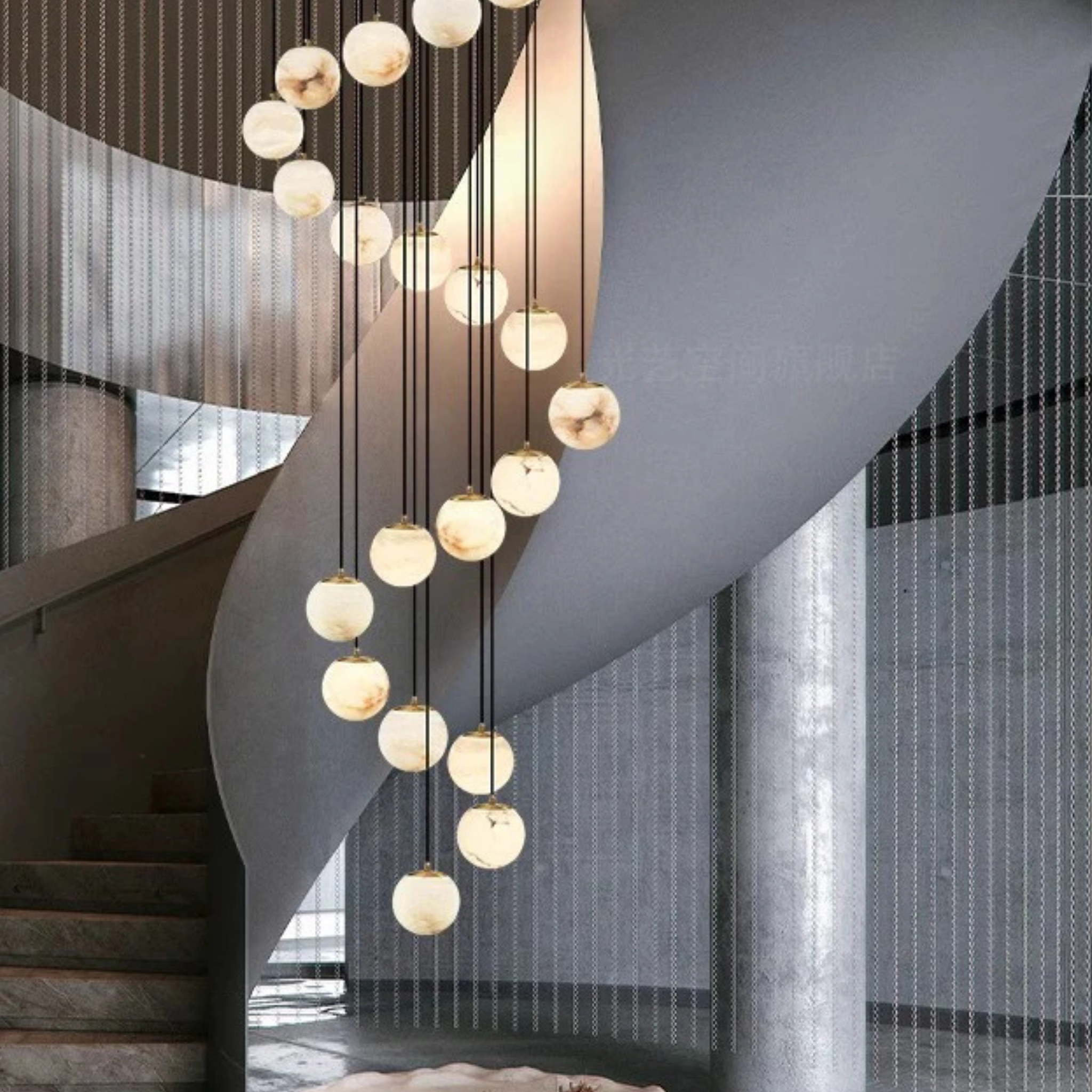 Stigna LED Stair Chandelier Acrylic Sphere Light, Chandeliers, Modern
