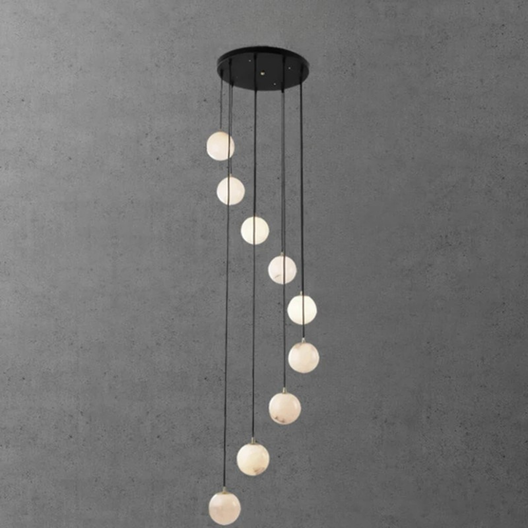 Stigna LED Stair Chandelier Acrylic Sphere Light, 9 heads / Cold White, Chandeliers, Modern