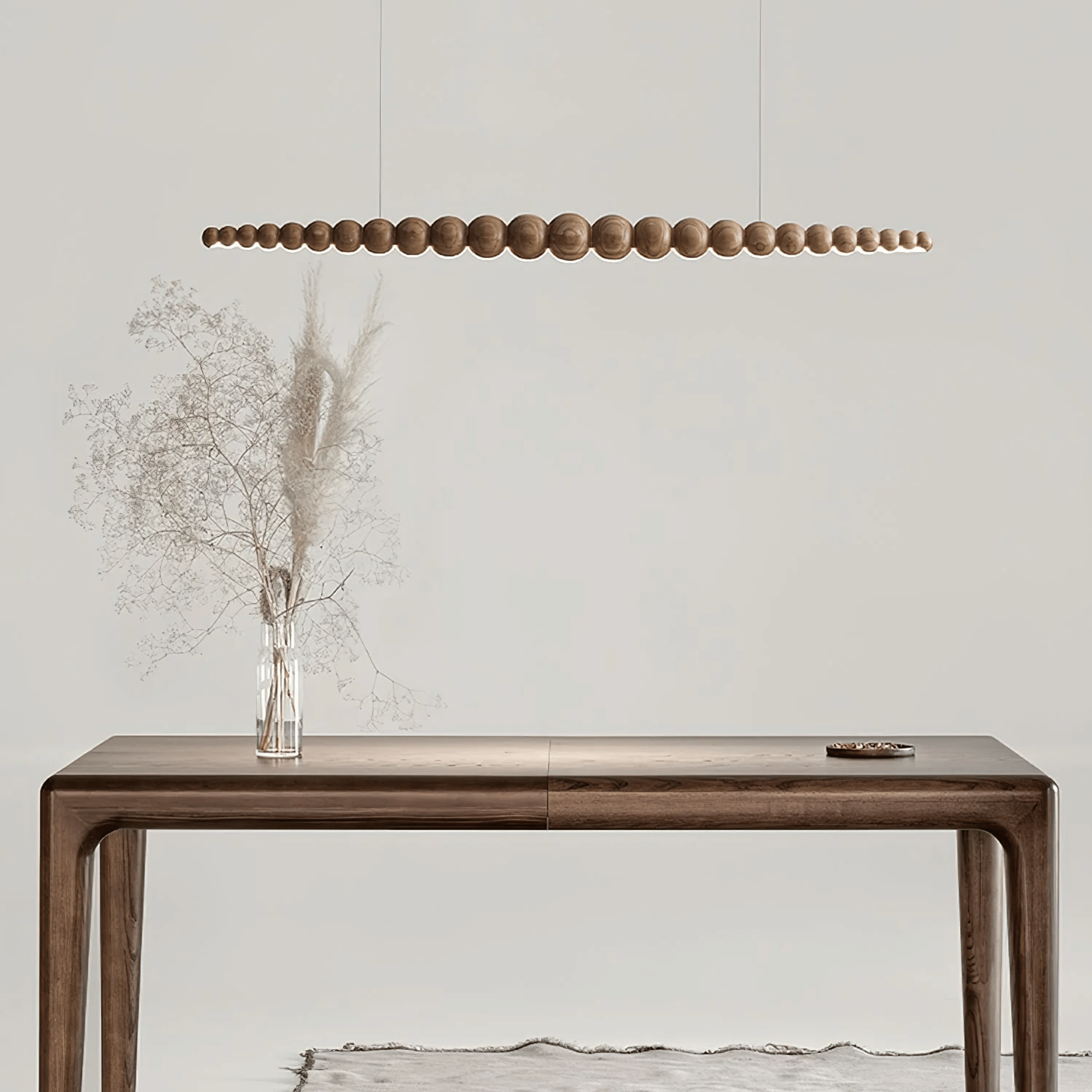 Strale Dimmable Linear Wood Bead LED Pendant Light, Ceiling Fixtures
