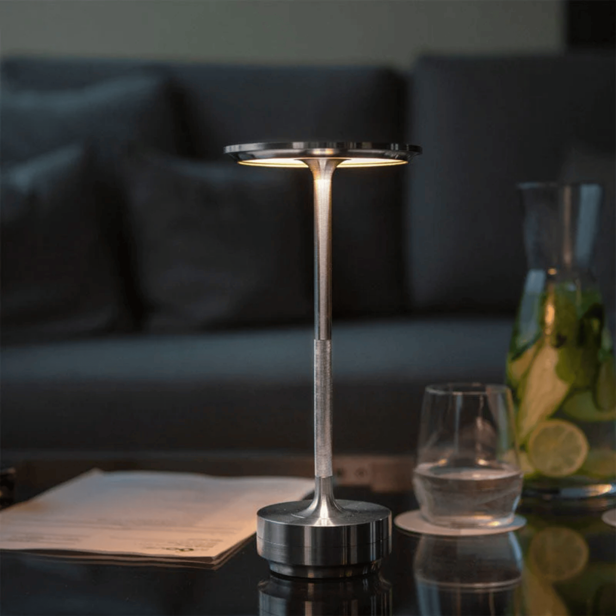 Tändra Rechargeable Cordless LED Touch Table Lamp, Black Metal, Desk Lamps, Dimmable