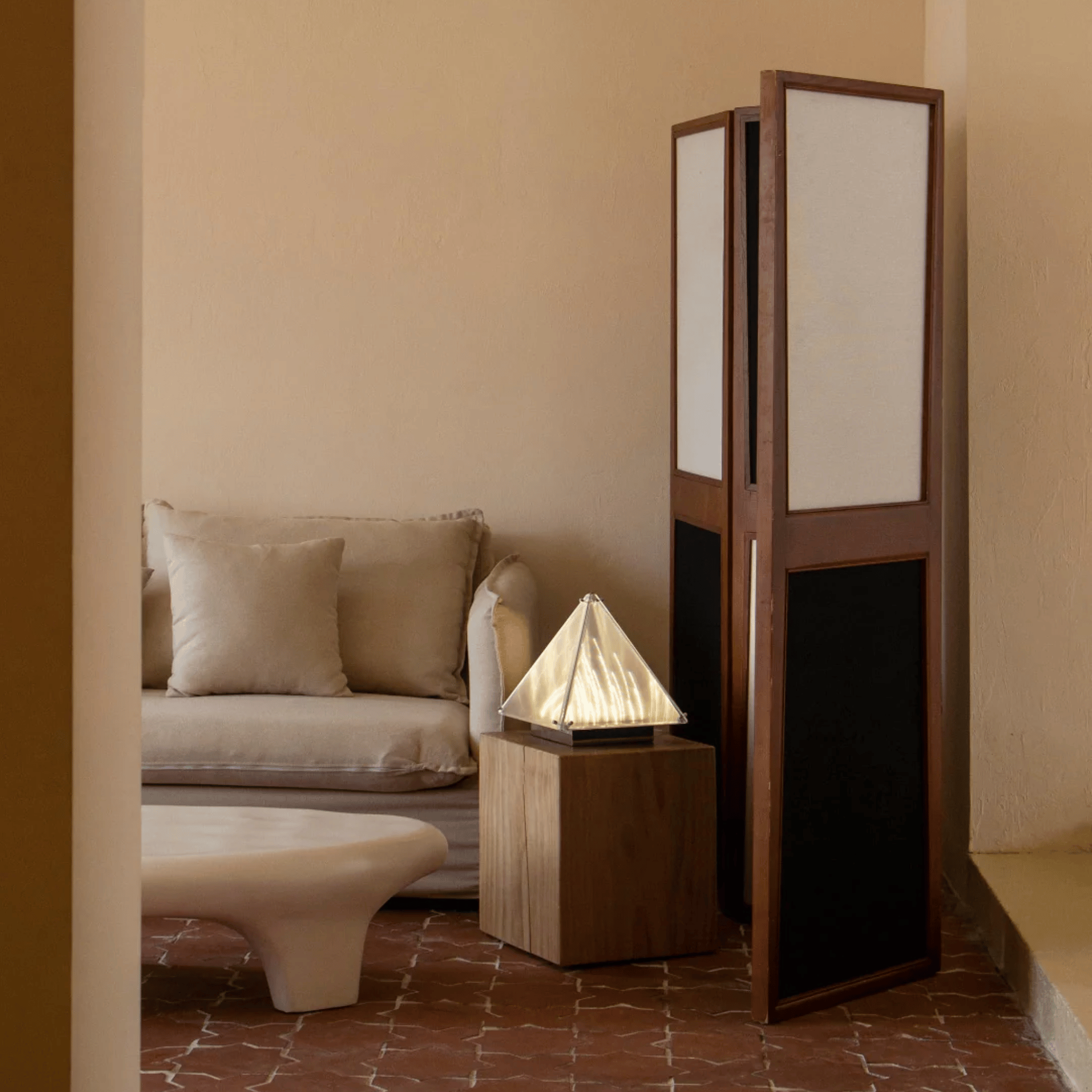 Nordic Pyramid Dimmable Table Lamp — Frosted Glass, Lamps, Tindra