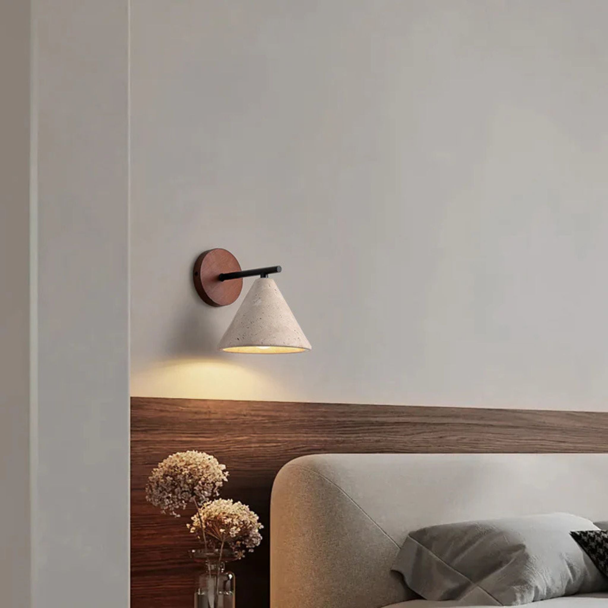 Natural Travertine Wall Sconce - Nordic Stone Light, Fixtures, Torva Yellow
