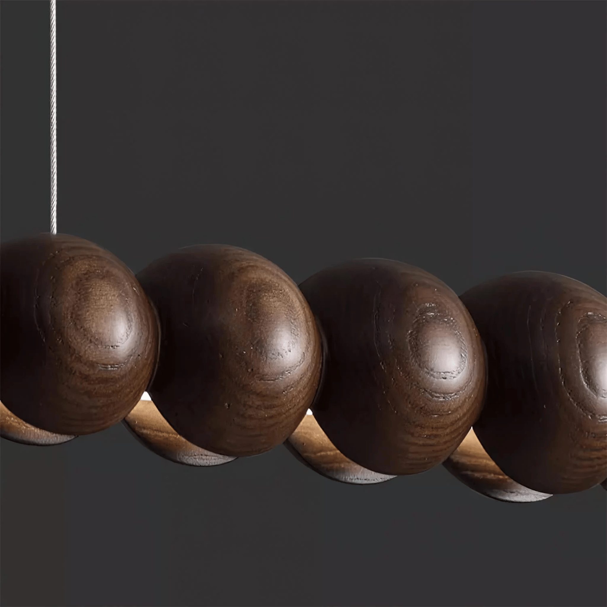Dark Wood Dimmable Linear Pendant Light by Skonne, Ceiling Fixtures, Treslys
