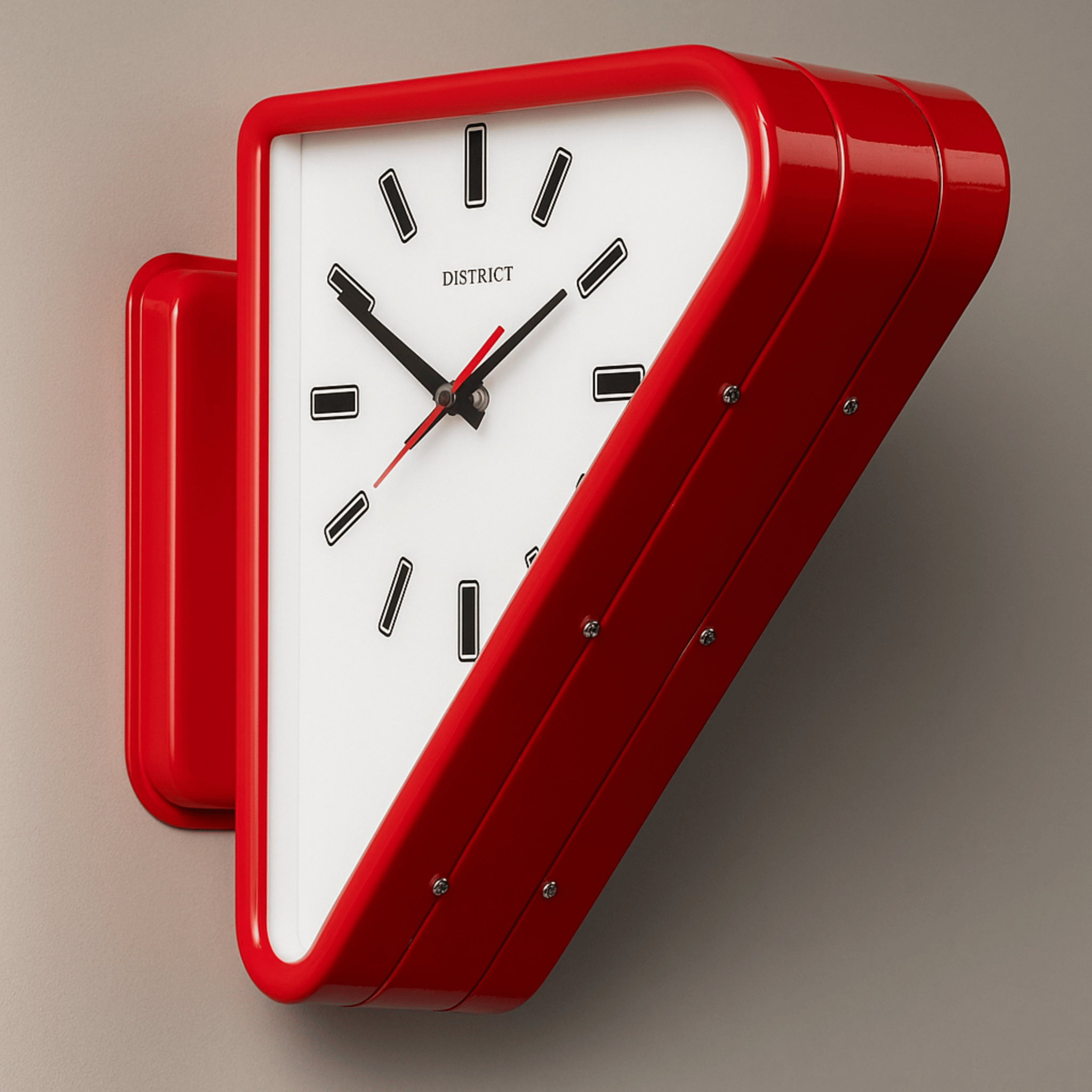 Modern Geometric Metal Wall Clock Silent Precision, Red, Clocks, Tvilling Dual-Sided