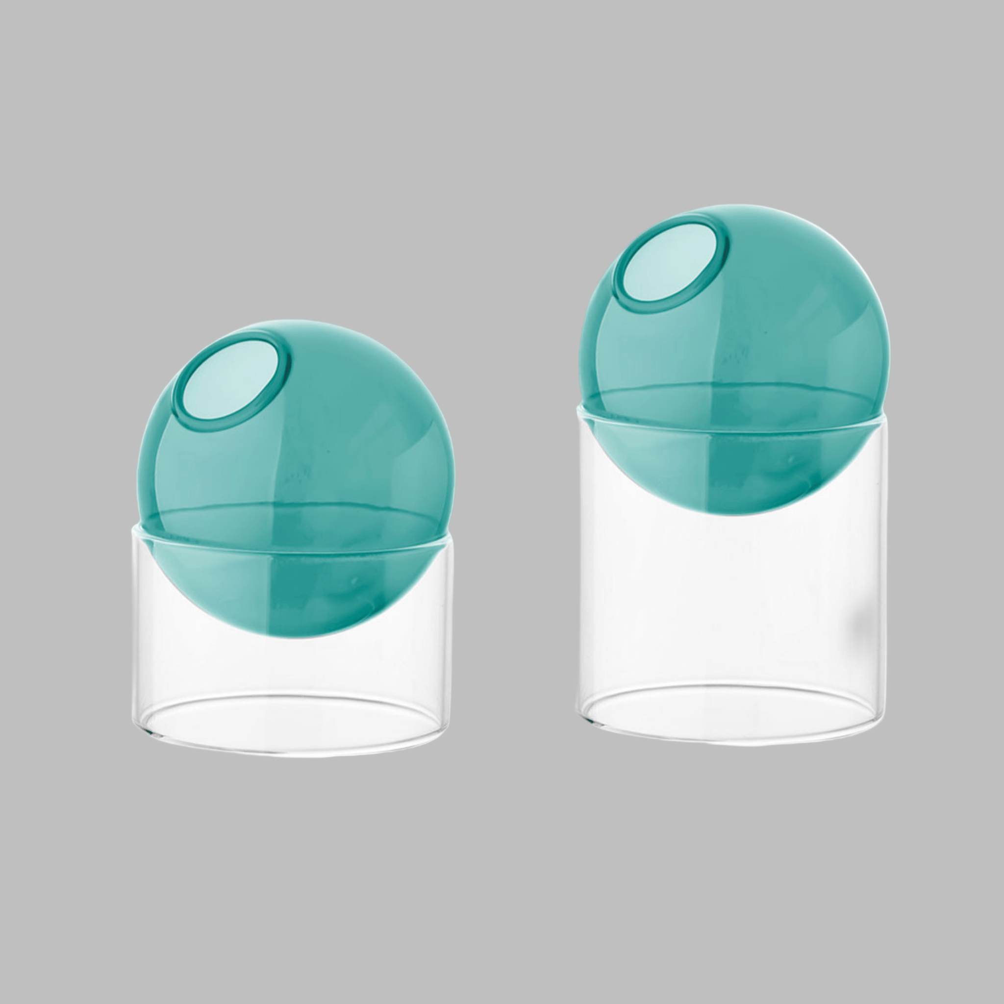 Nordic Borosilicate Glass Flower Vase by Skonne, Small Turquoise, Vases, Vårka Round for Flowers