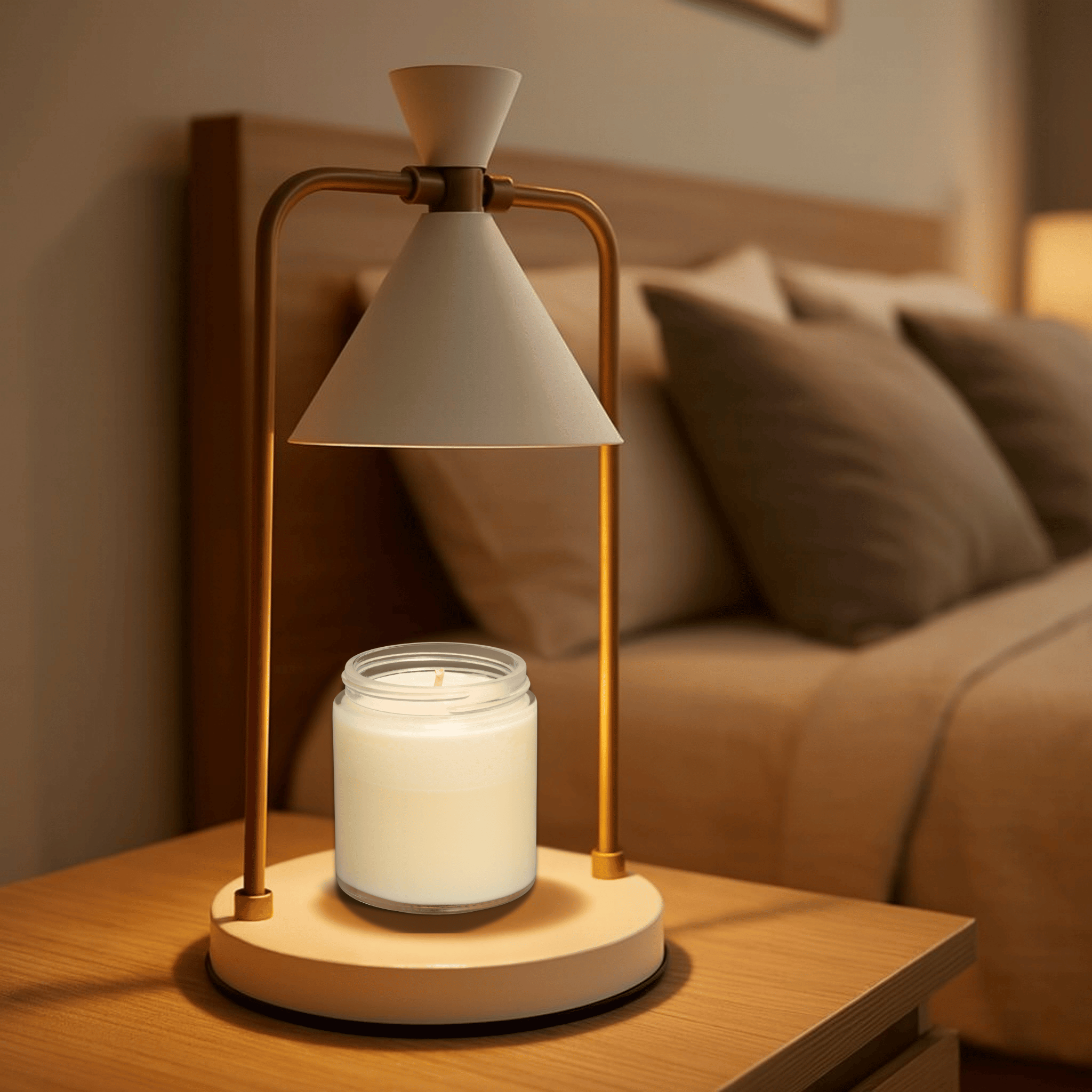 Dimmable Copper Retro Candle Warmer Lamp by Skonne, White, Table Lamps, Varme