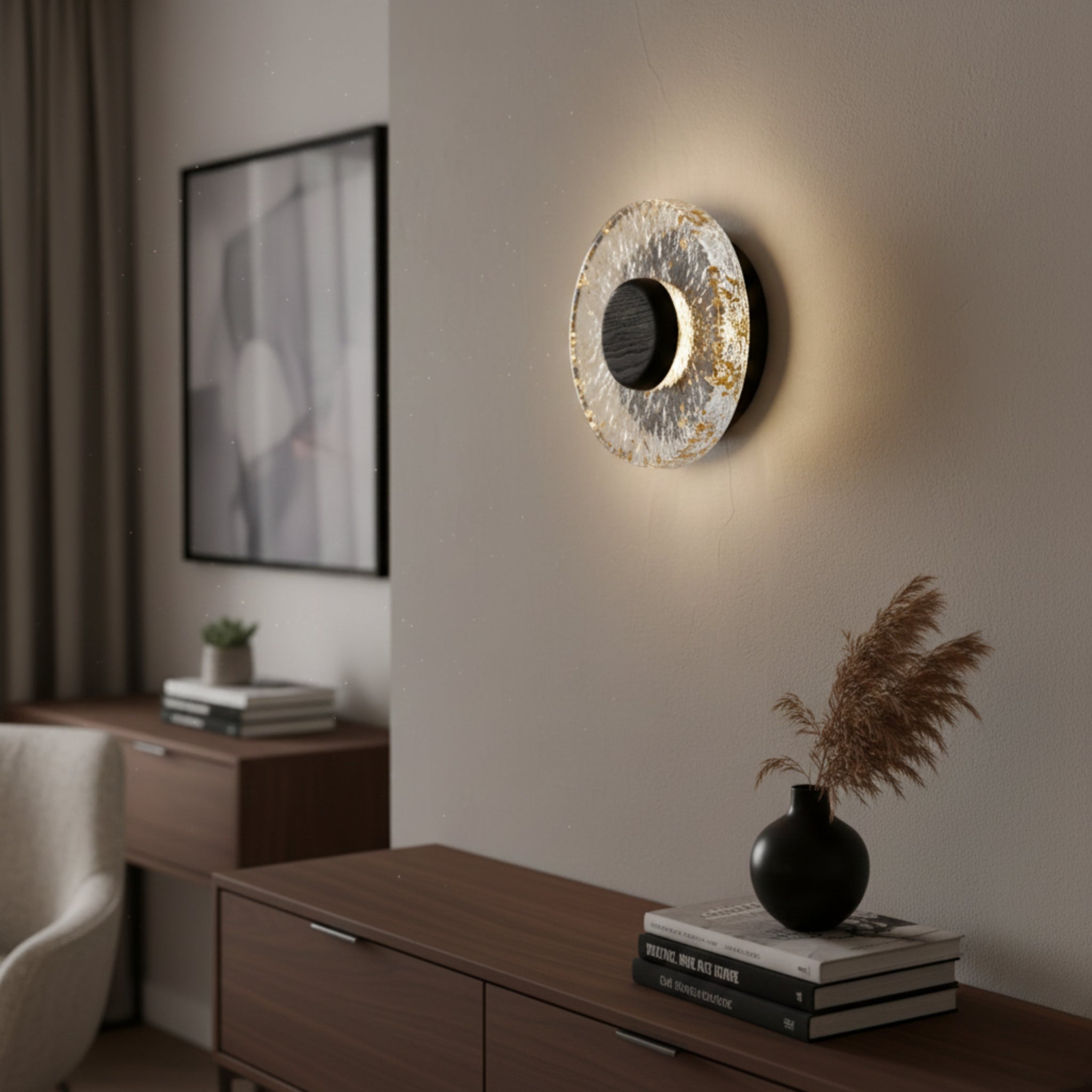 Scandinavian Wooden Glass Wall Lamp Warm LED Light, Fixtures, Vedra Style
