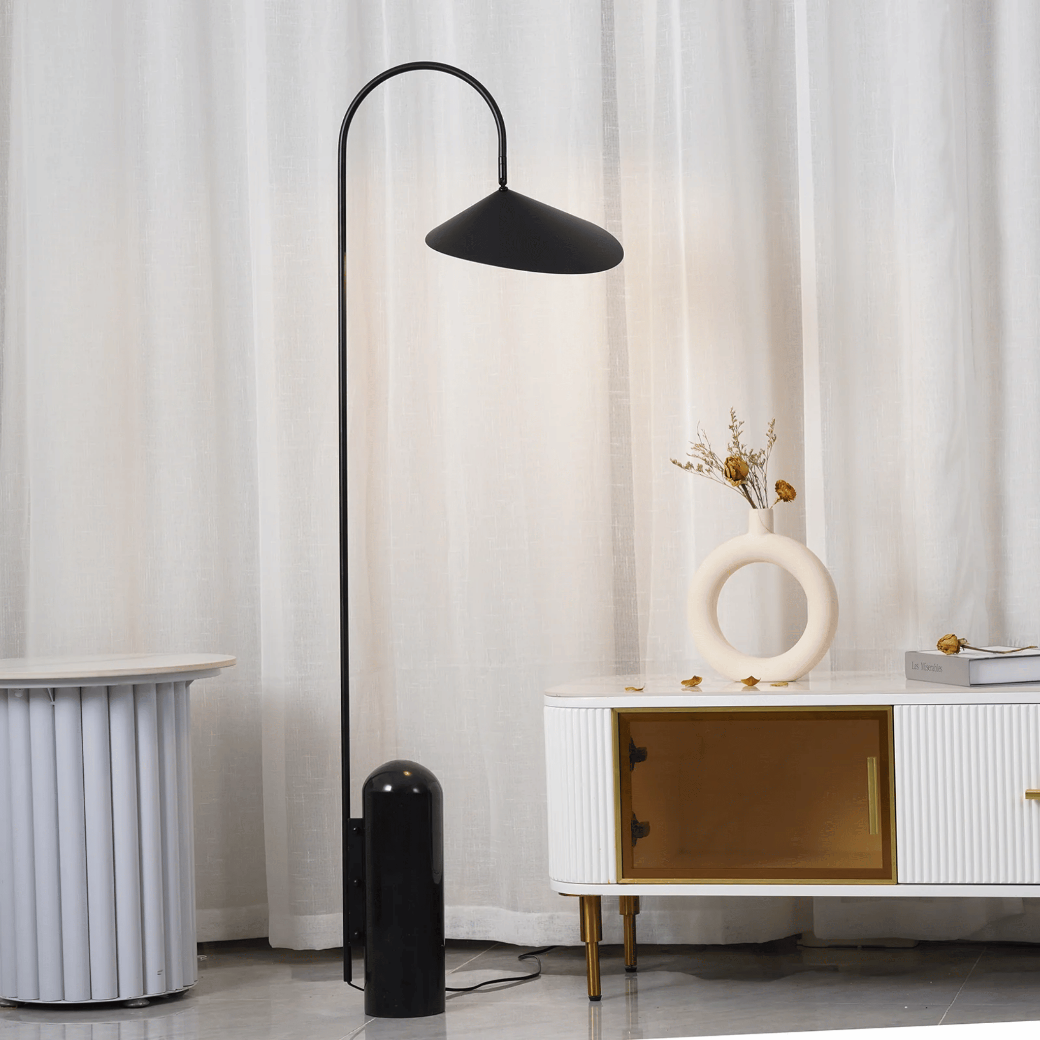 Marble Arc Floor Lamp with LED Light Nordic Style, Lamps, Velbue Base Danish Design