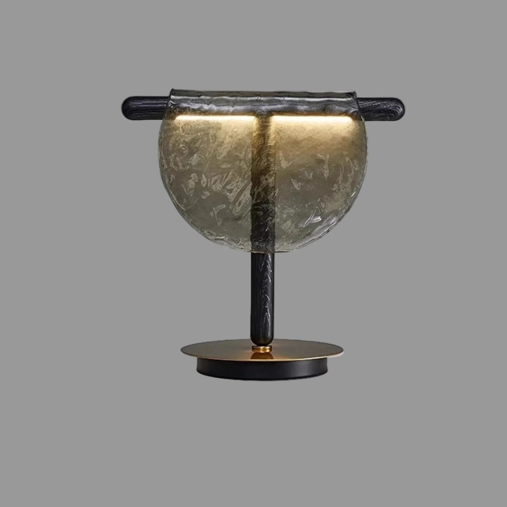 Amber Glass Half-Moon Table Lamp Touch LED Light, Gray / Natural light, Lamps, Ambra Sculptural