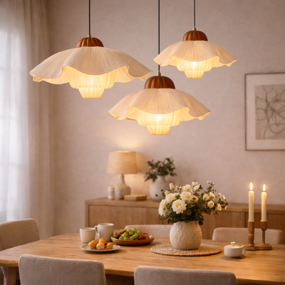 Translation missing: de.Blomst Fabric Petal Pendant Light for Nordic Homes, Ceiling Fixtures, Cream