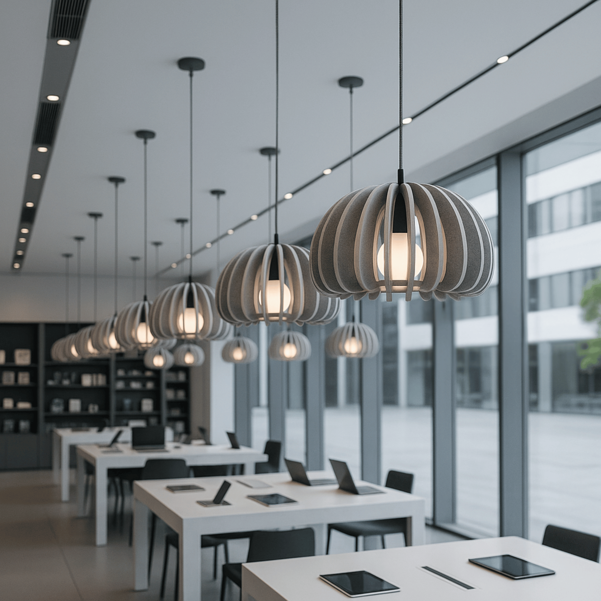 Modern Acoustic Felt Pendant Light — Dampa Skonne, Gray, Ceiling Fixtures