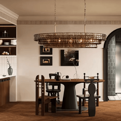 Translation missing: de.Gray Glass Oval Chandelier Dimmable LED Dining Room, Small / Natural Light, Chandeliers, Dimma Smoky