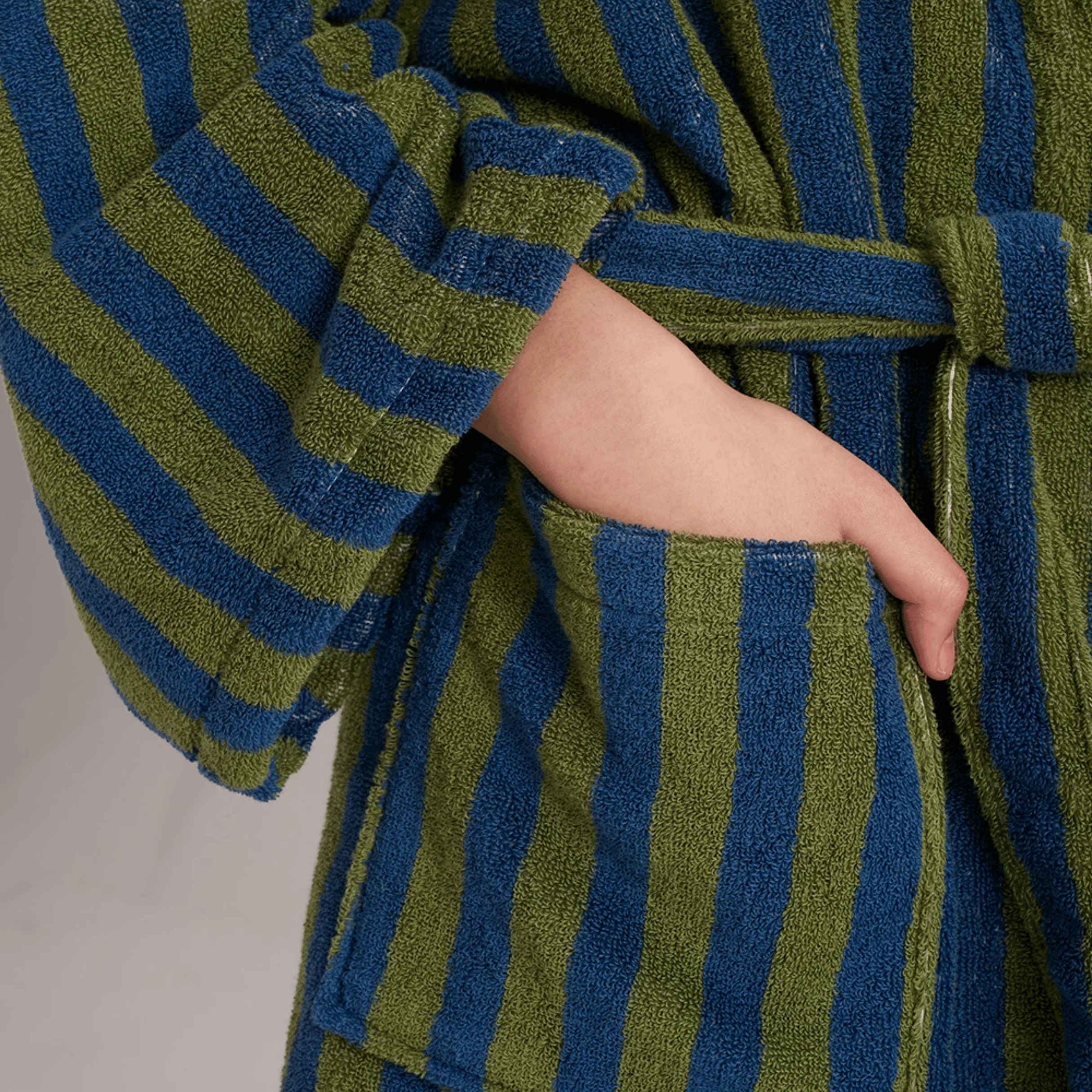 Driva Organic Jacquard Bathrobe Hotel Spa Cotton, Robes, Retro Blue Green