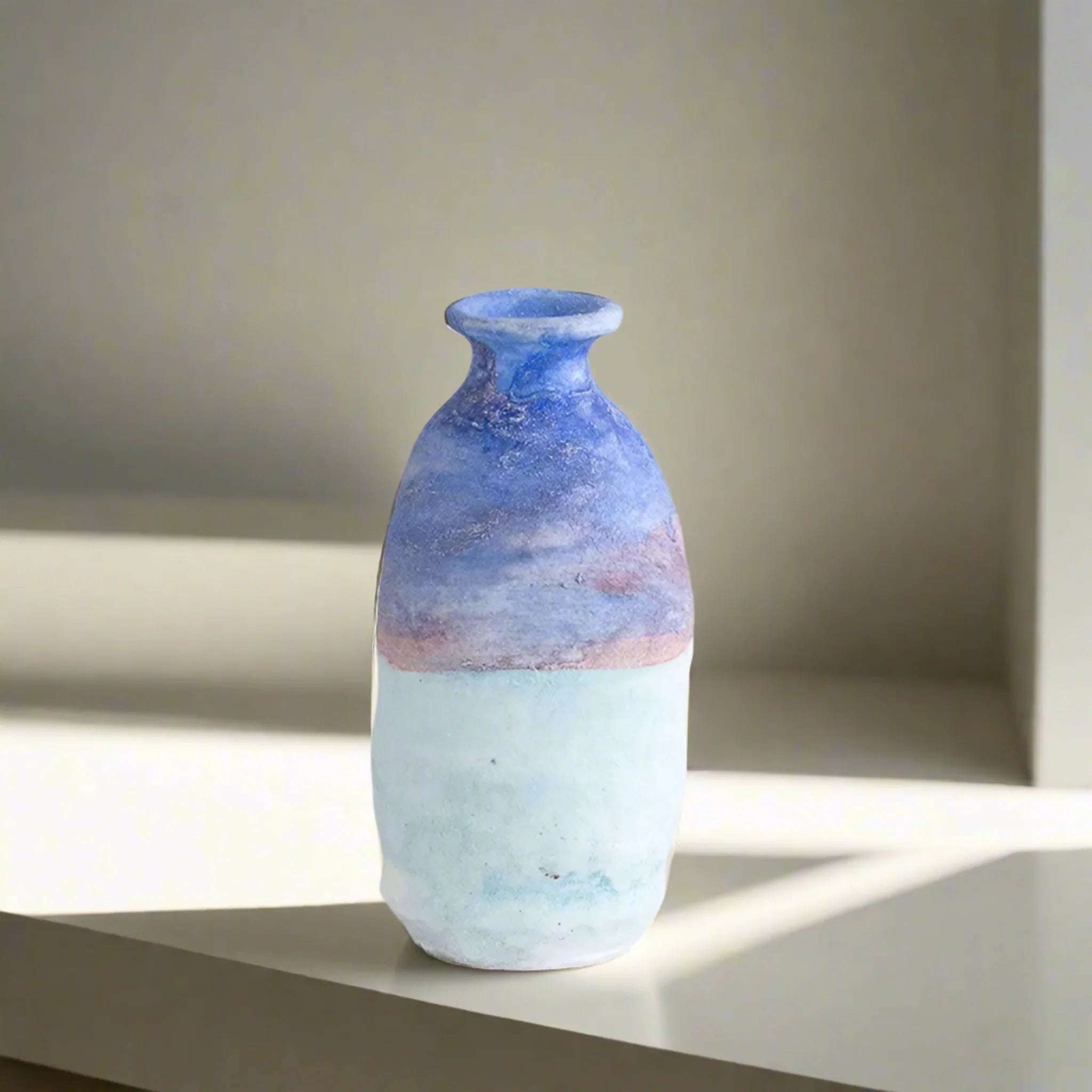 Dyvna Blue Gradient Ceramic Vase for Modern Decor, Azure, Vases, Home