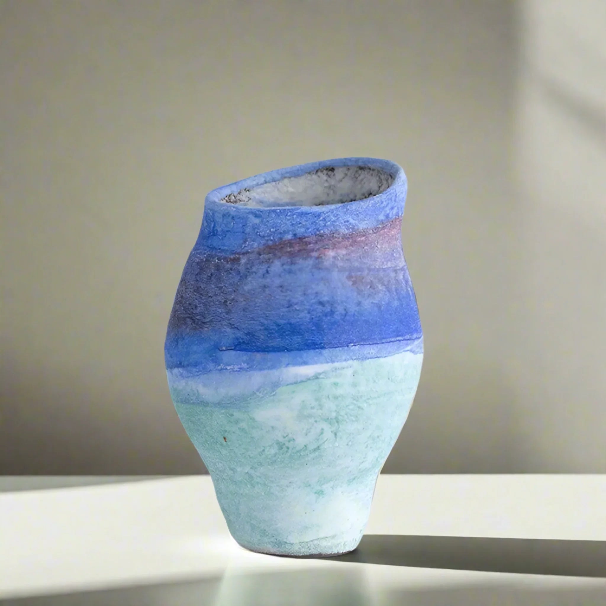 Dyvna Blue Gradient Ceramic Vase for Modern Decor, Ocean, Vases, Home