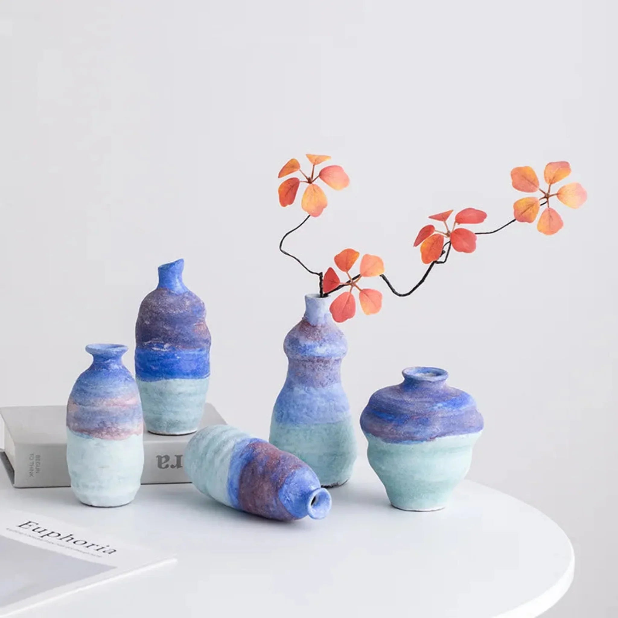 Dyvna Blue Gradient Ceramic Vase for Modern Decor, Vases, Home