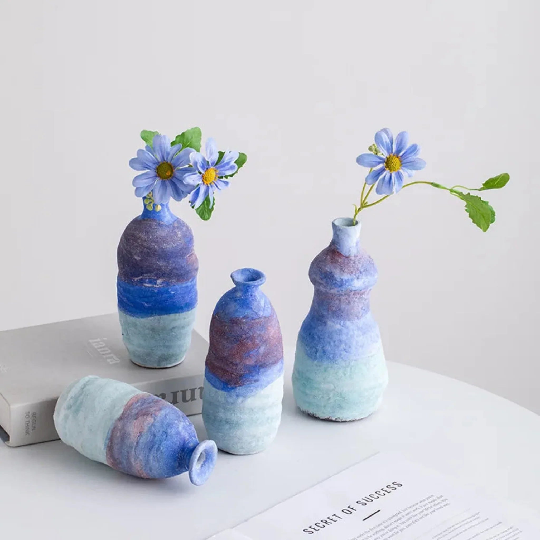 Dyvna Blue Gradient Ceramic Vase for Modern Decor, Vases, Home