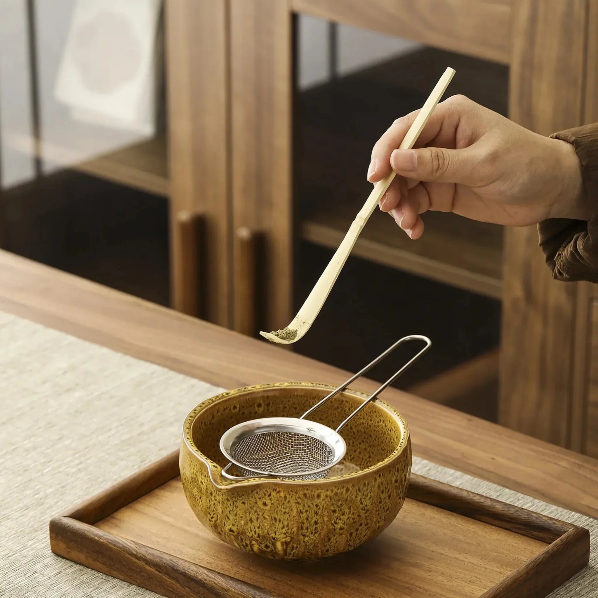 Elda Matcha Ceremony Set – 5-Piece Ceramic & Bamboo, Drinkware Sets, Japanese Bowl