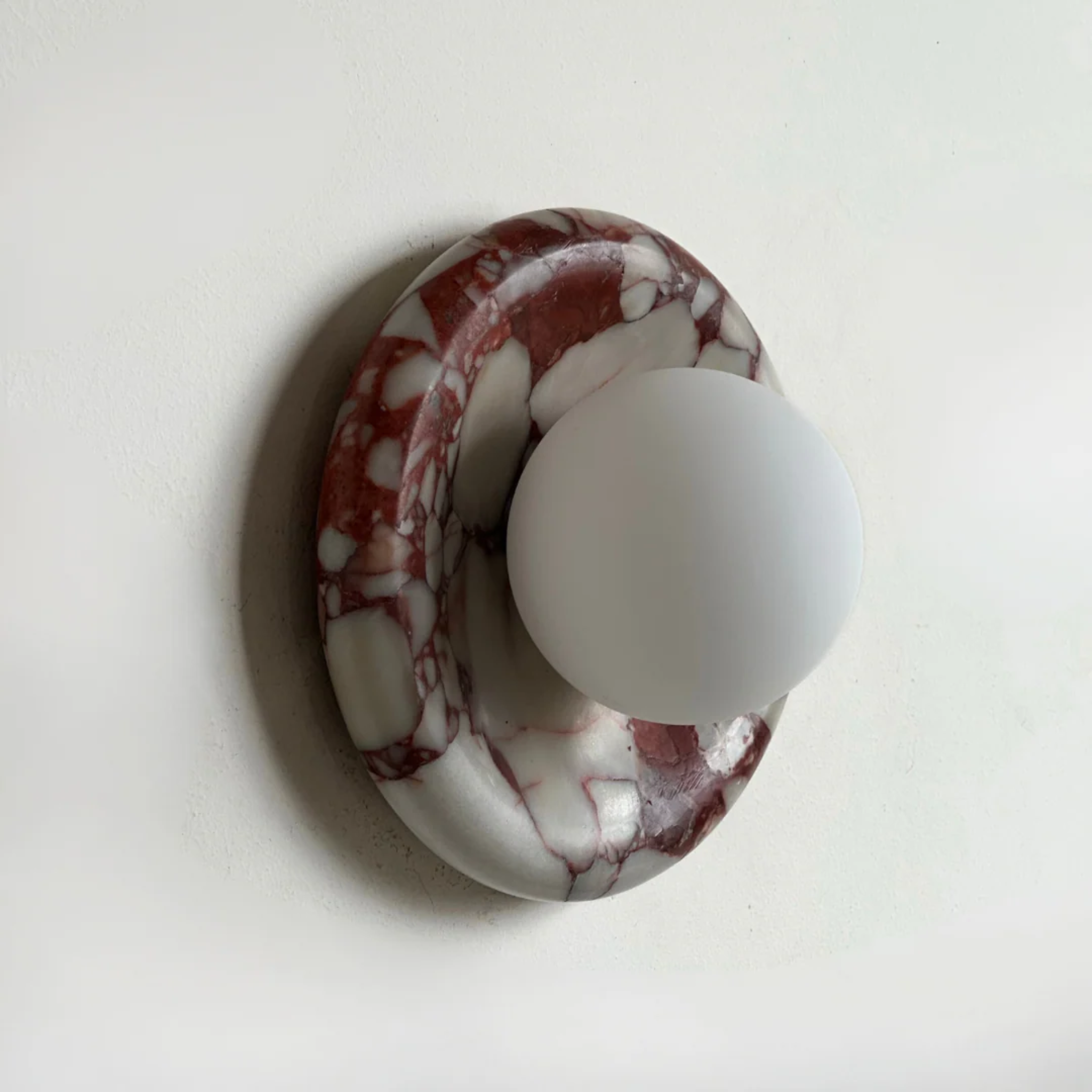 Eldsten Natural Red Marble Wall Sconce Modern LED Light, Fixtures, Stone