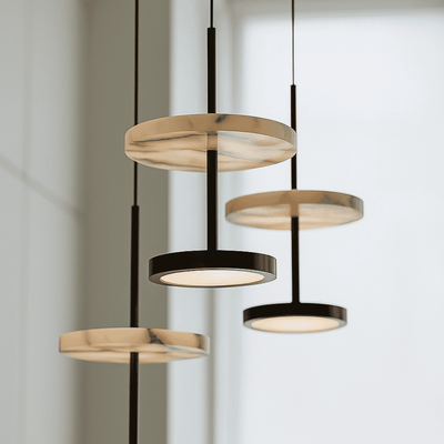 Translation missing: de.Natural Stone Pendant Lamp — Black Round Design, Warm White, Ceiling Light Fixtures, Fjella
