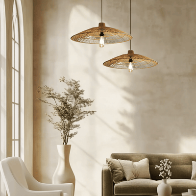 Translation missing: de.Handmade Rattan Pendant Light Nordic Wicker Lamp, Ceiling Fixtures, Fletta Warm Glow