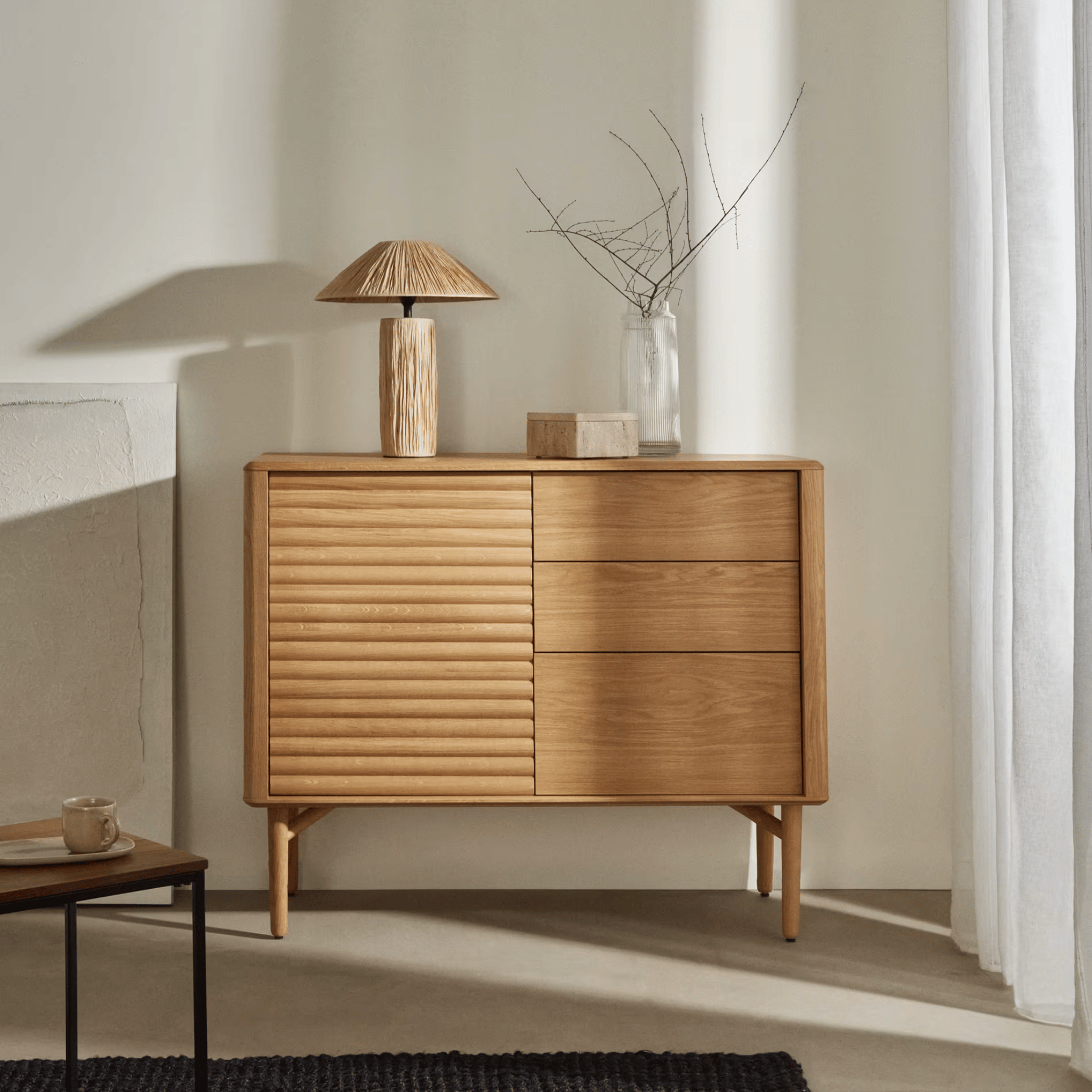 Fletta Raffia Table Lamp – Wabi-Sabi Bedside Light, Lamps, Handwoven