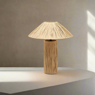 Translation missing: de.Fletta Raffia Table Lamp – Wabi-Sabi Bedside Light, Lamps, Handwoven