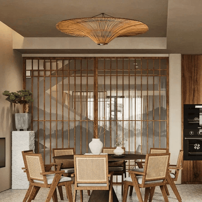 Translation missing: de.Fletta Rattan Pendant Light – Nordic Woven Design, Ceiling Fixtures, Handwoven 24 Inch