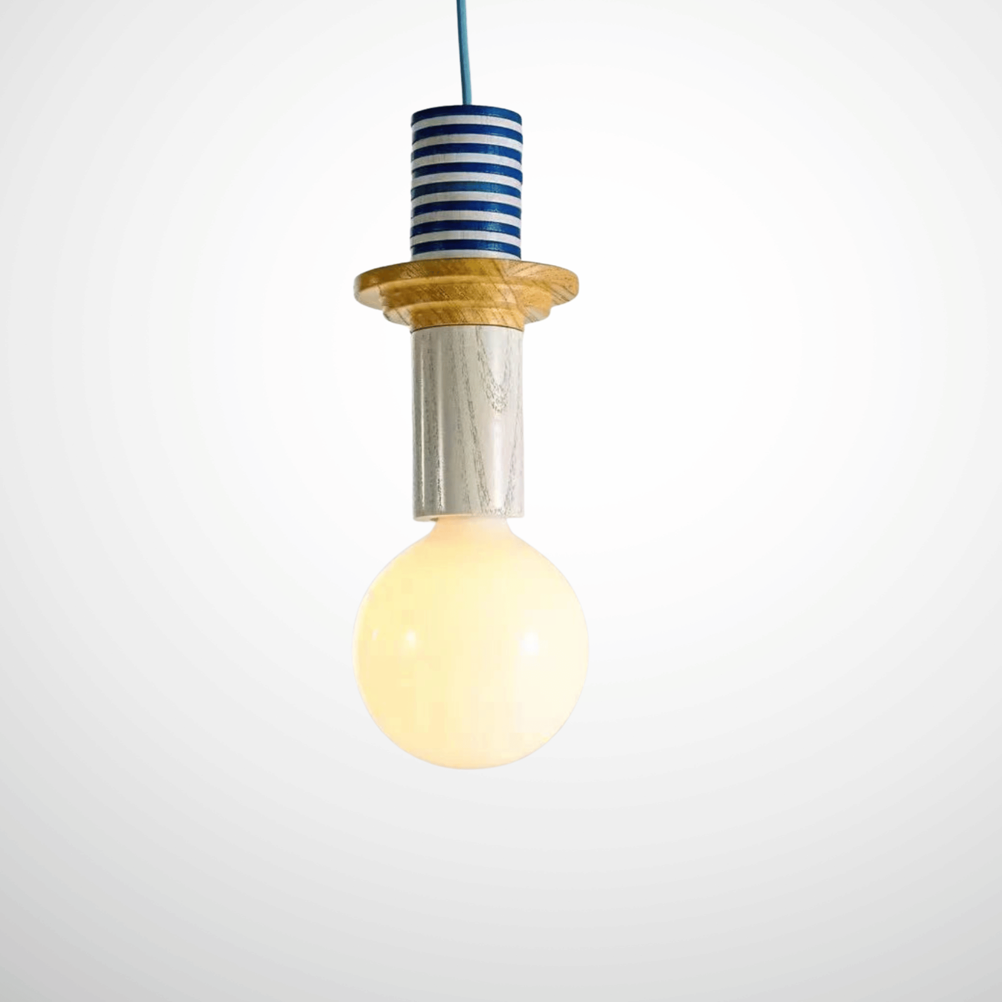 Geometric Wooden Pendant Lamp Nordic Bauhaus Style, Ceiling Light Fixtures, Formvy Wood and Iron