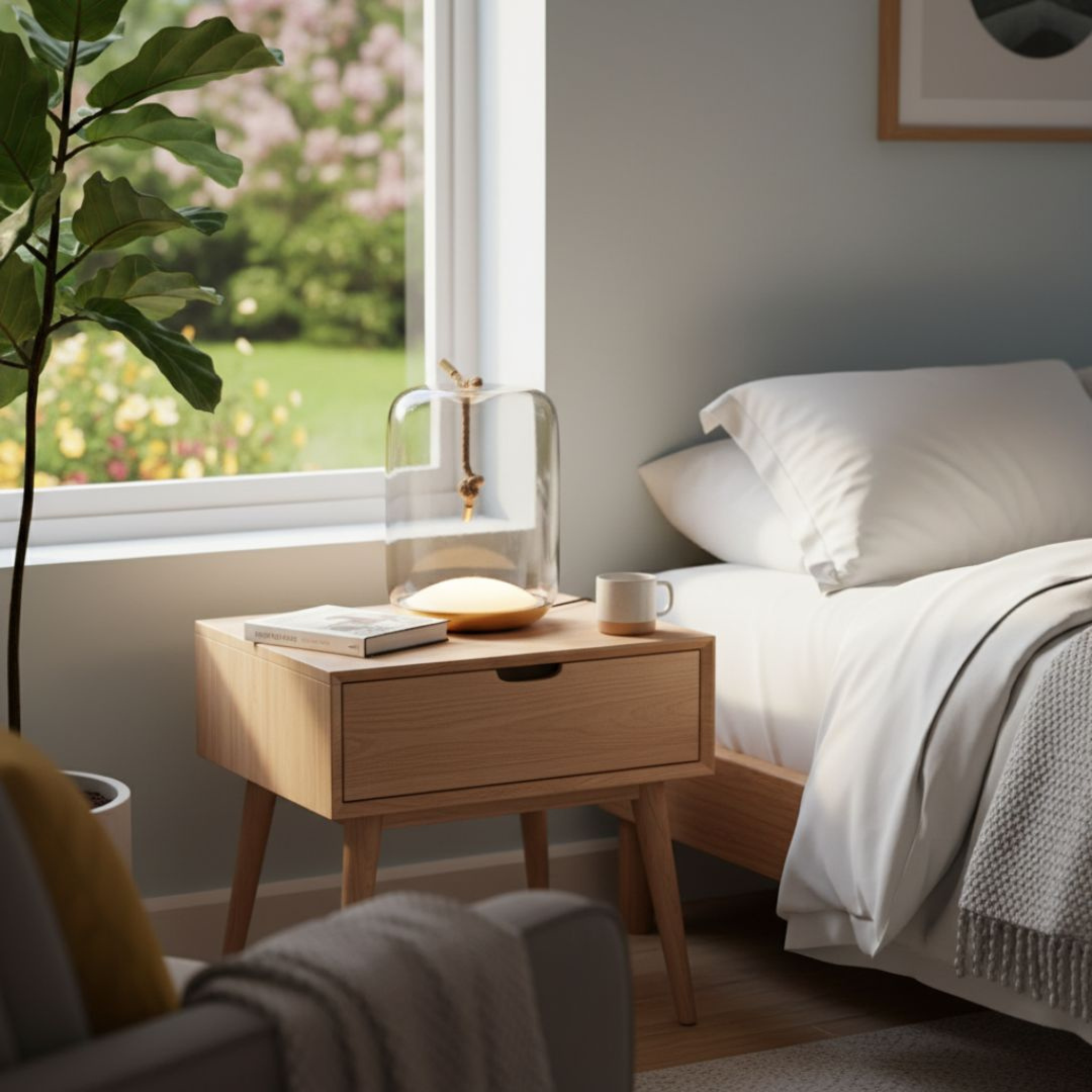 Nordic Glass LED Bedside Table Lamp | Gold Finish, Lamps, Gloda Base