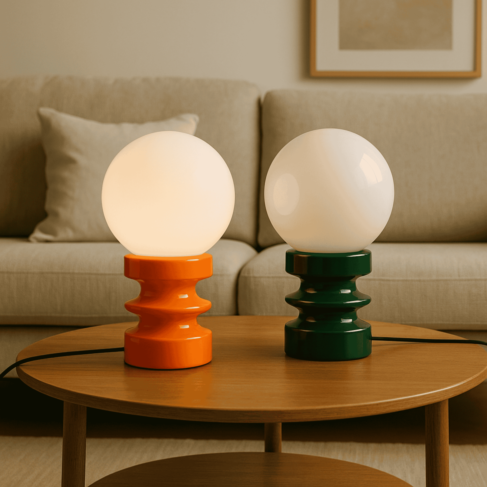 Gloda Retro Glass Table Lamp Cozy Ambient Lighting, Lamps, with Amber Glow