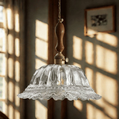 Translation missing: de.Gloda Brass Walnut Pendant Light for Dining Rooms, 1 Head (9.8in/25cm), Ceiling Fixtures, French Style