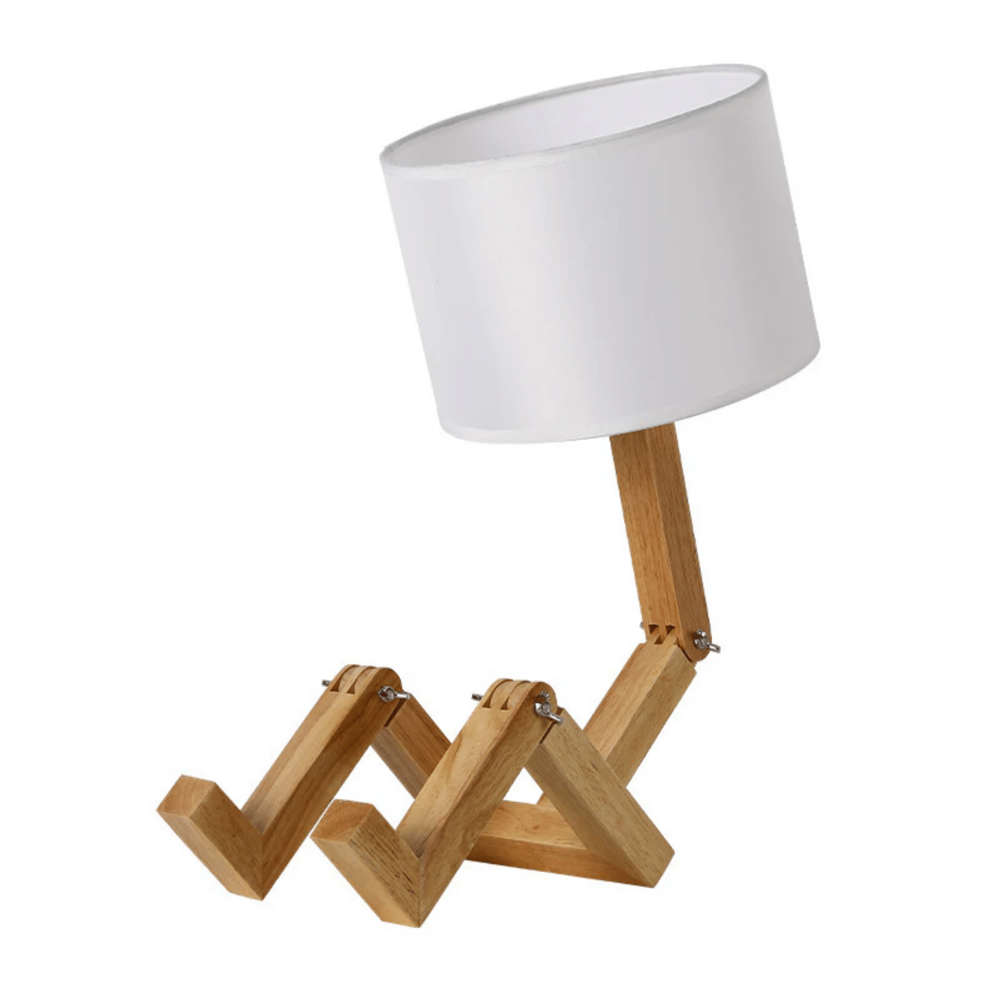 Glodbot Nordic Wooden Robot Table Lamp Warm Light, Desk Lamps, Handcrafted Solid Wood