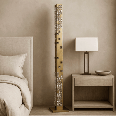 Translation missing: de.Glodra Crystal LED Tower Floor Lamp Living Room, Champagne Gold, Lamps, with Light