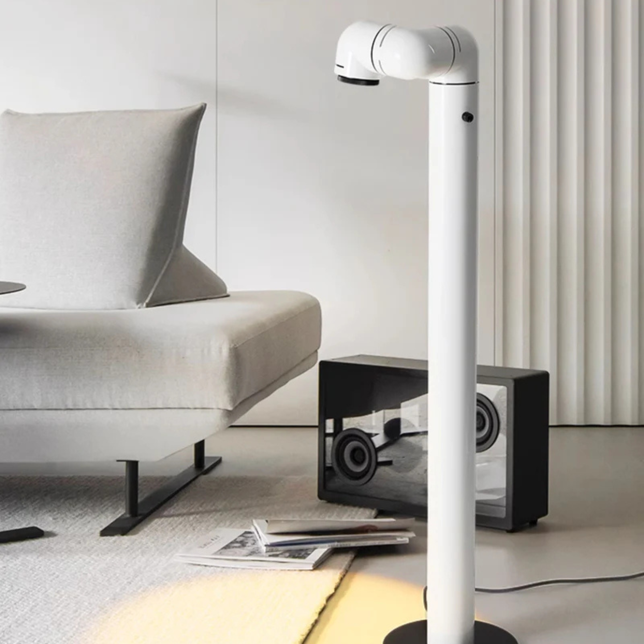 Art Deco Floor Lamp with Dual Ambient Lighting, White, Lamps, Glöda