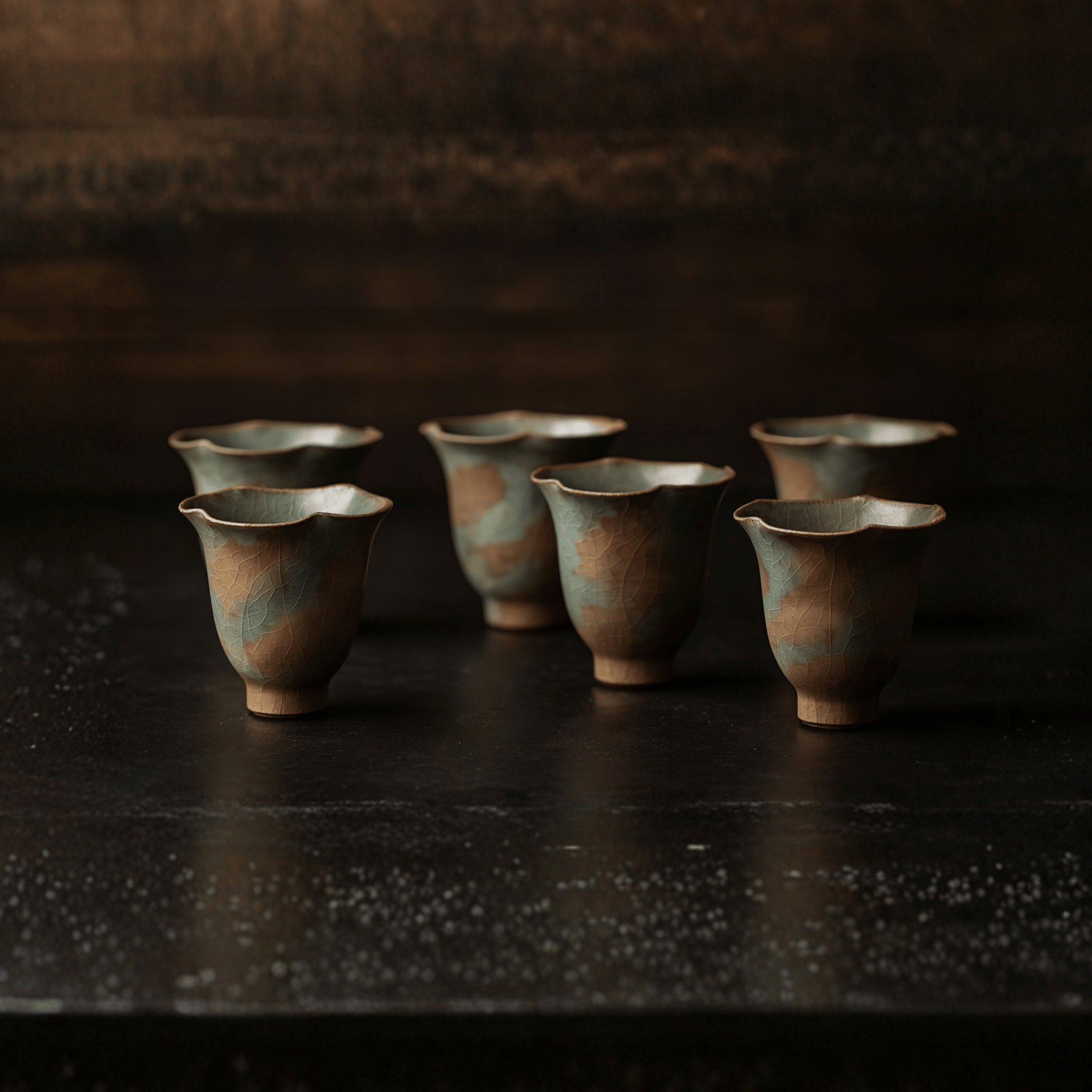 Glödra Artisan Ceramic Teacup Set for Tea Rituals, Harmony – Style A, Drinkware Sets, Hand-Painted Wabi-Sabi
