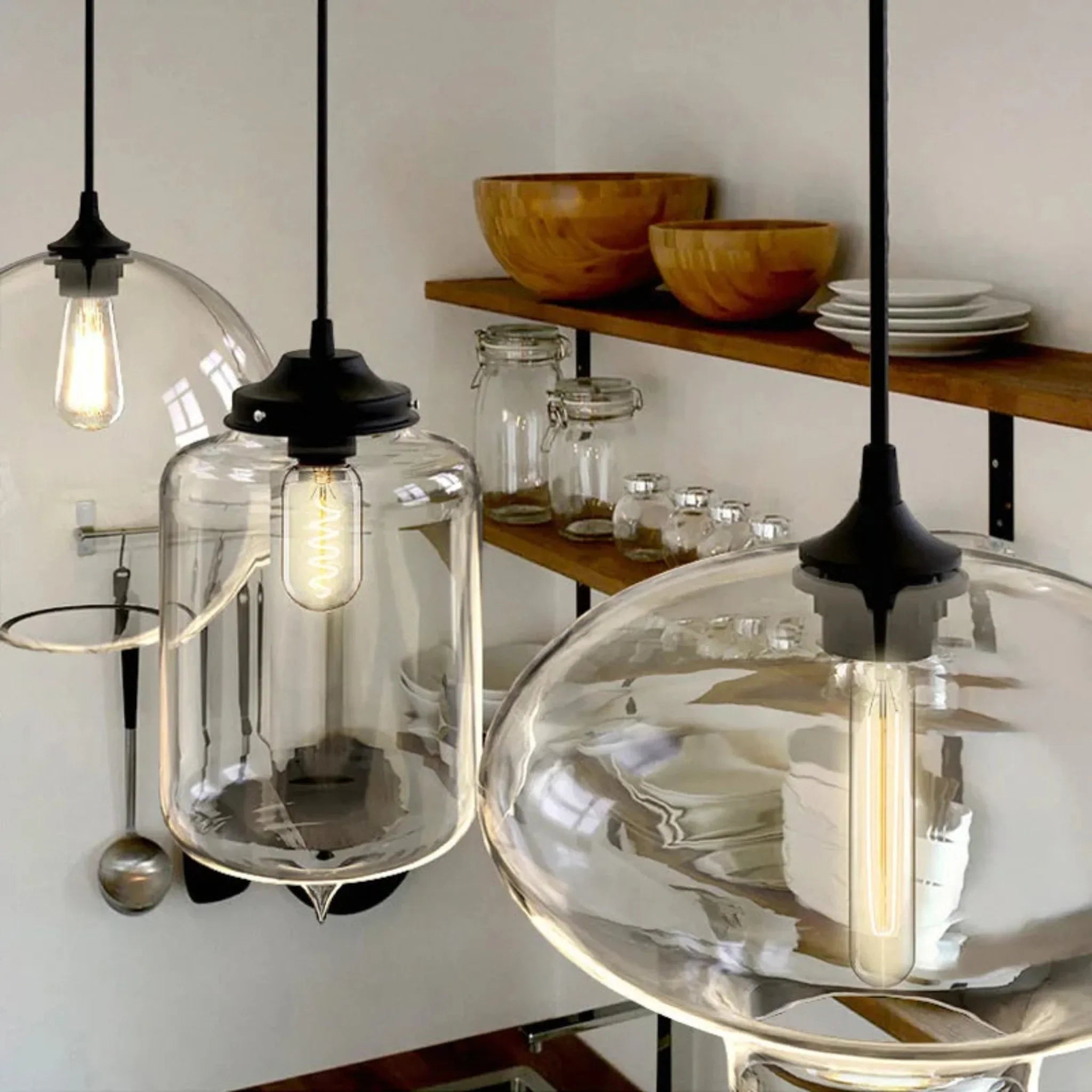 Glora Mouth-Blown Glass Pendant Light Scandinavian, Ceiling Fixtures, Artisan