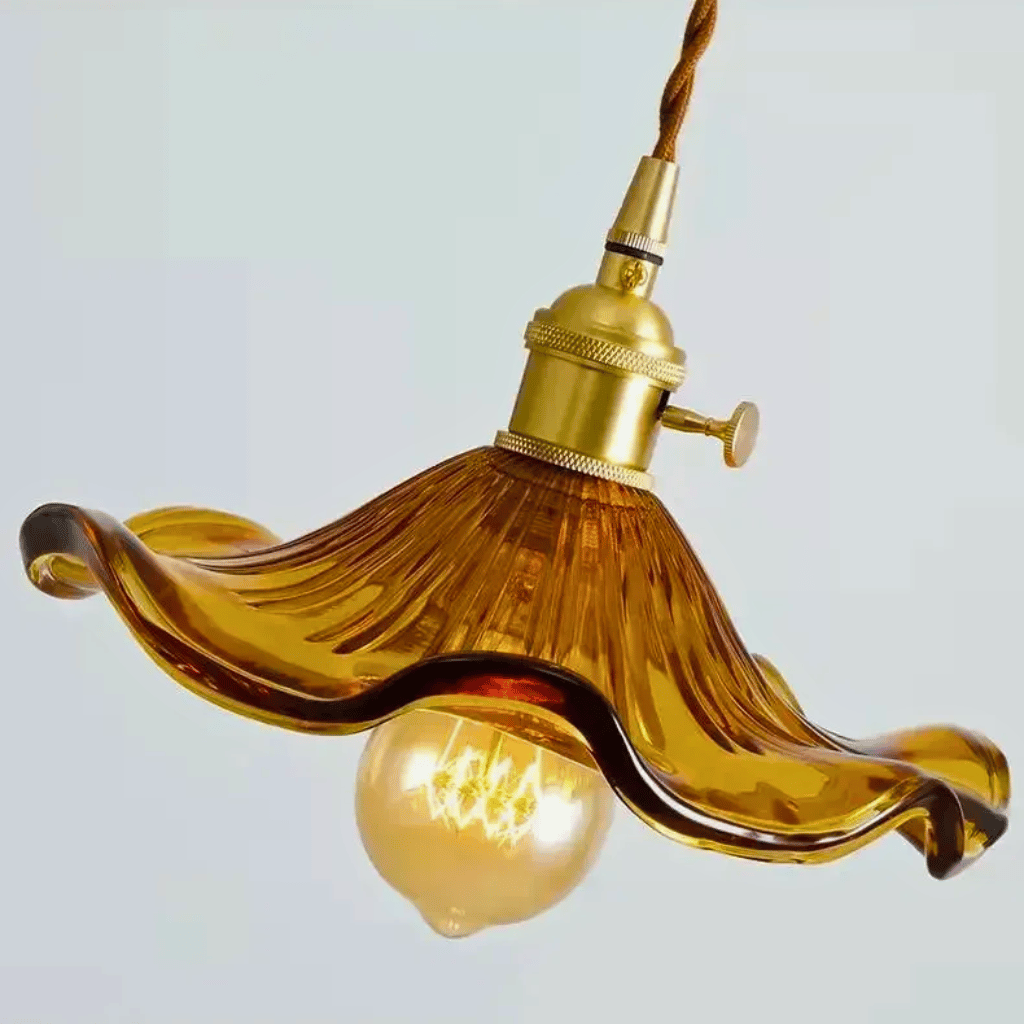 Glora Nordic Glass Pendant Light in Copper Finish, Ceiling Fixtures,