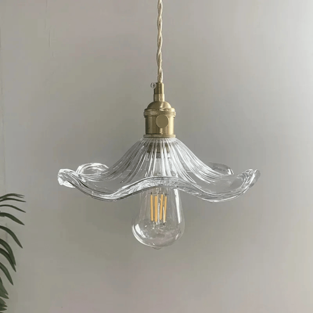 Glora Nordic Glass Pendant Light in Copper Finish, White, Ceiling Fixtures,
