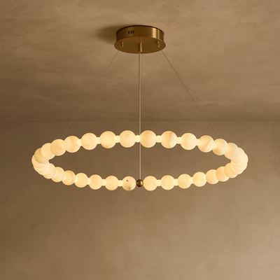 Glorin Alabaster Marble Halo Chandelier for Dining, 18 Lights, Ceiling Light Fixtures, Ring