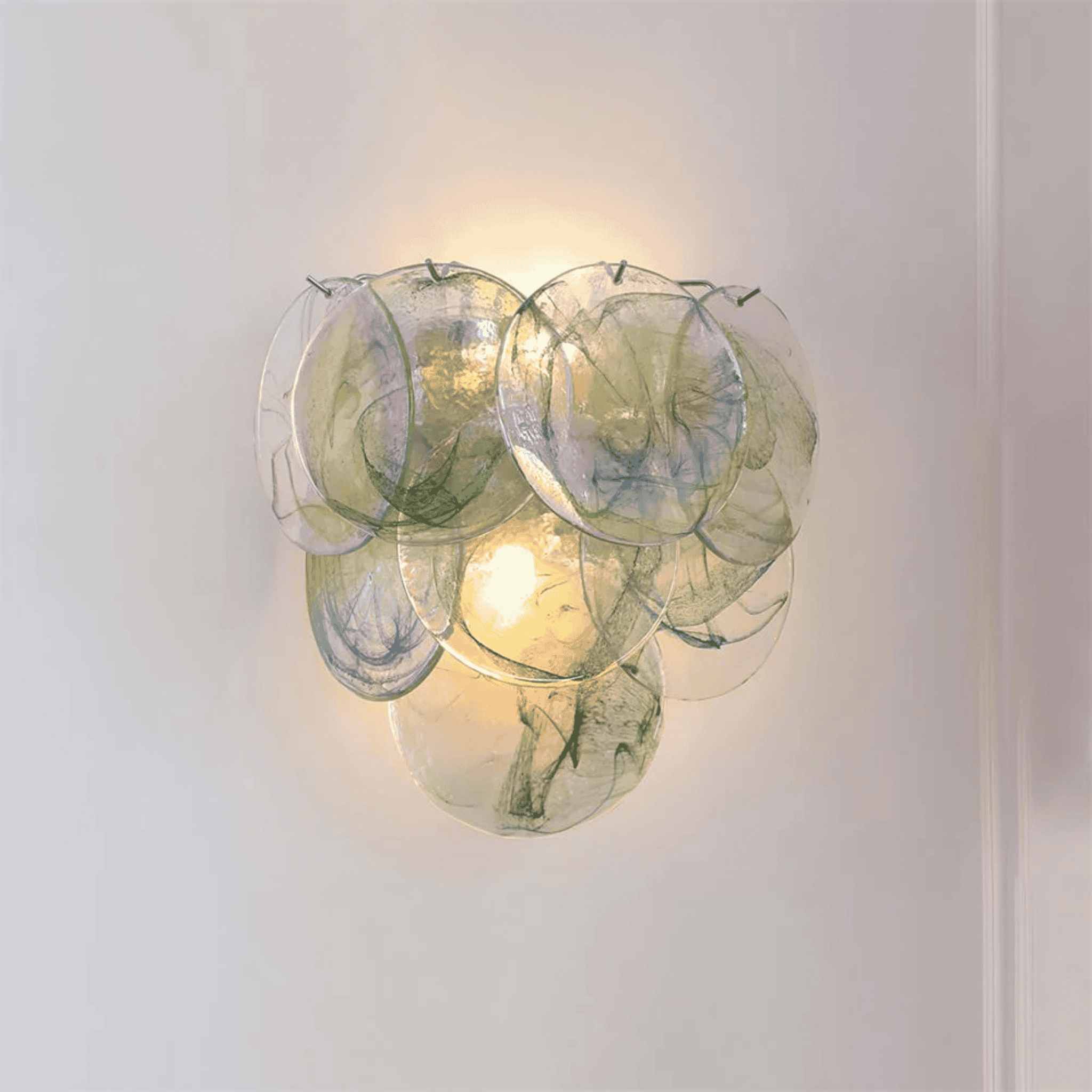 Gløva Stained Glass Wall Lamp Warm Vintage Glow, Light Fixtures, in Chrome
