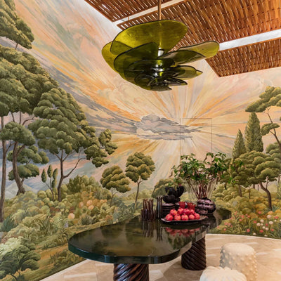 Translation missing: de.Green Glass Chandelier — Nordic Pendant by Skonne, Ceiling Light Fixtures, Grønja Stained