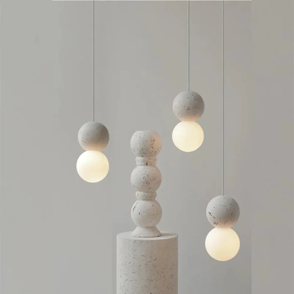 Nordic Terrazzo Pendant Light for Dining and Bedroom, Sandstone White, Ceiling Fixtures, Grusten Minimalist