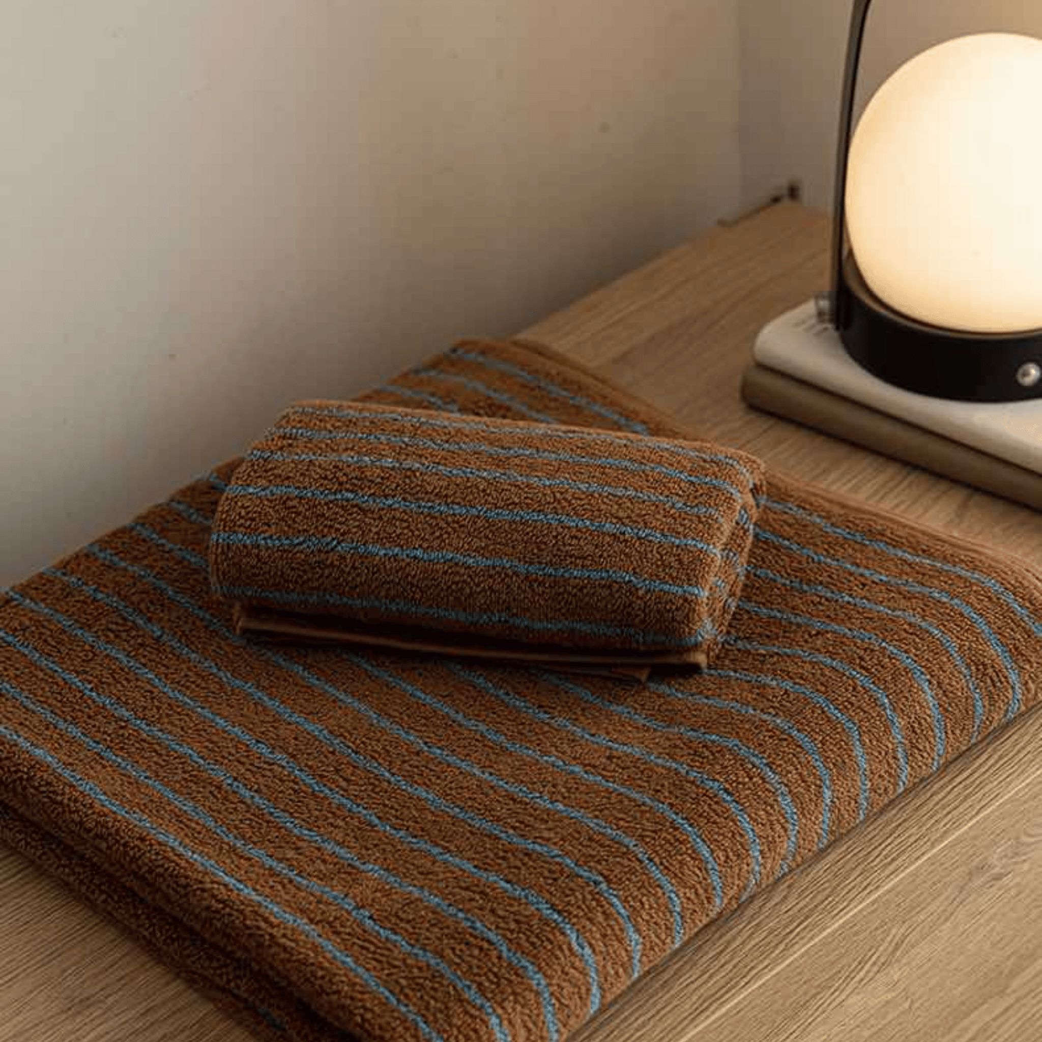 Halvmyr Retro Stripe Cotton Towel for Bathroom, Bath Towels, Rust Combed