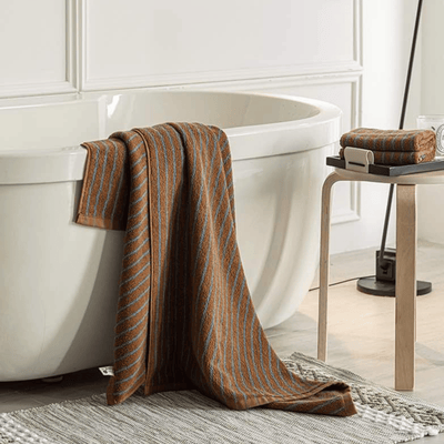 Translation missing: de.Halvmyr Retro Stripe Cotton Towel for Bathroom, Bath, Towels, Rust Combed