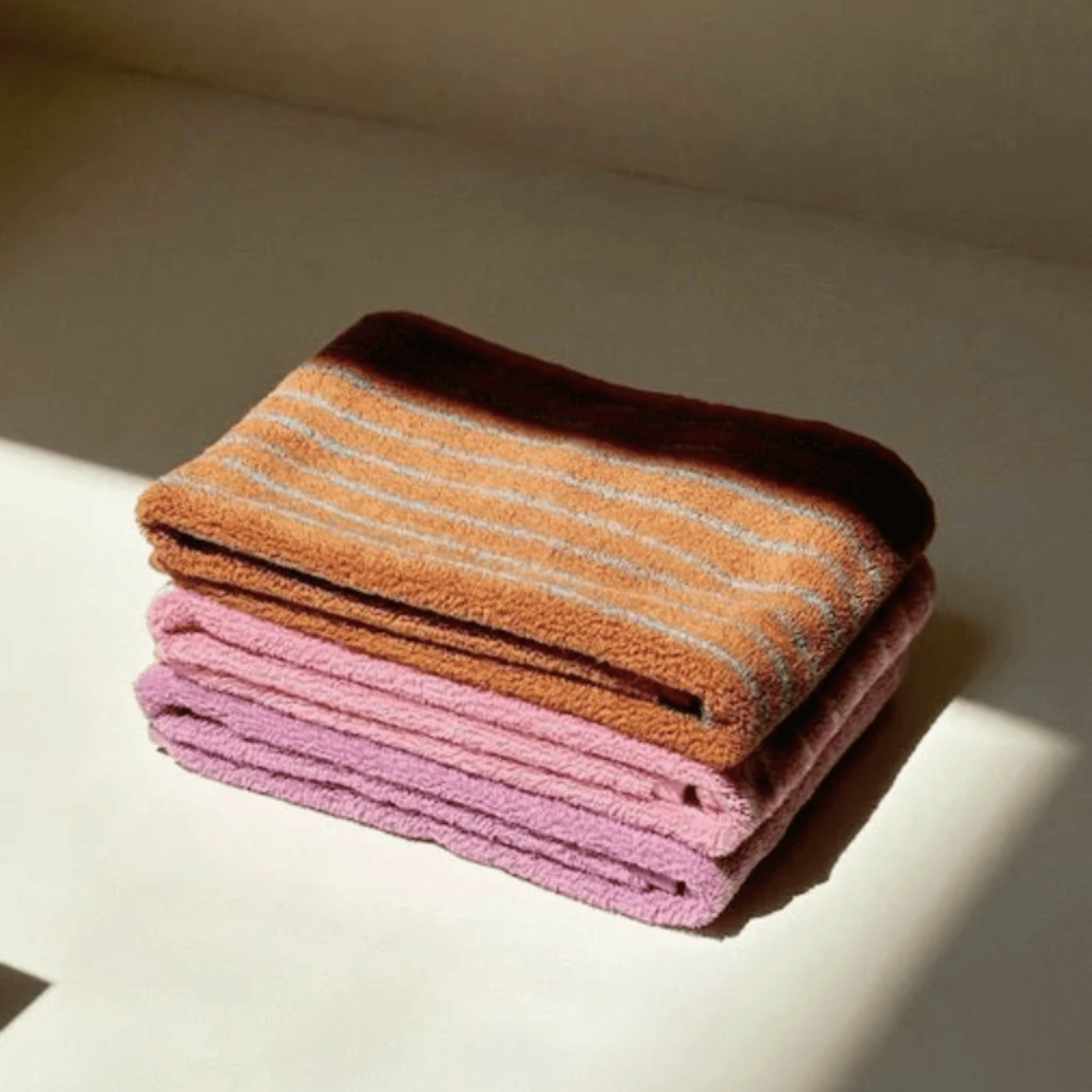 Halvmyr Retro Stripe Cotton Towel for Bathroom, Bath Towels, Rust Combed