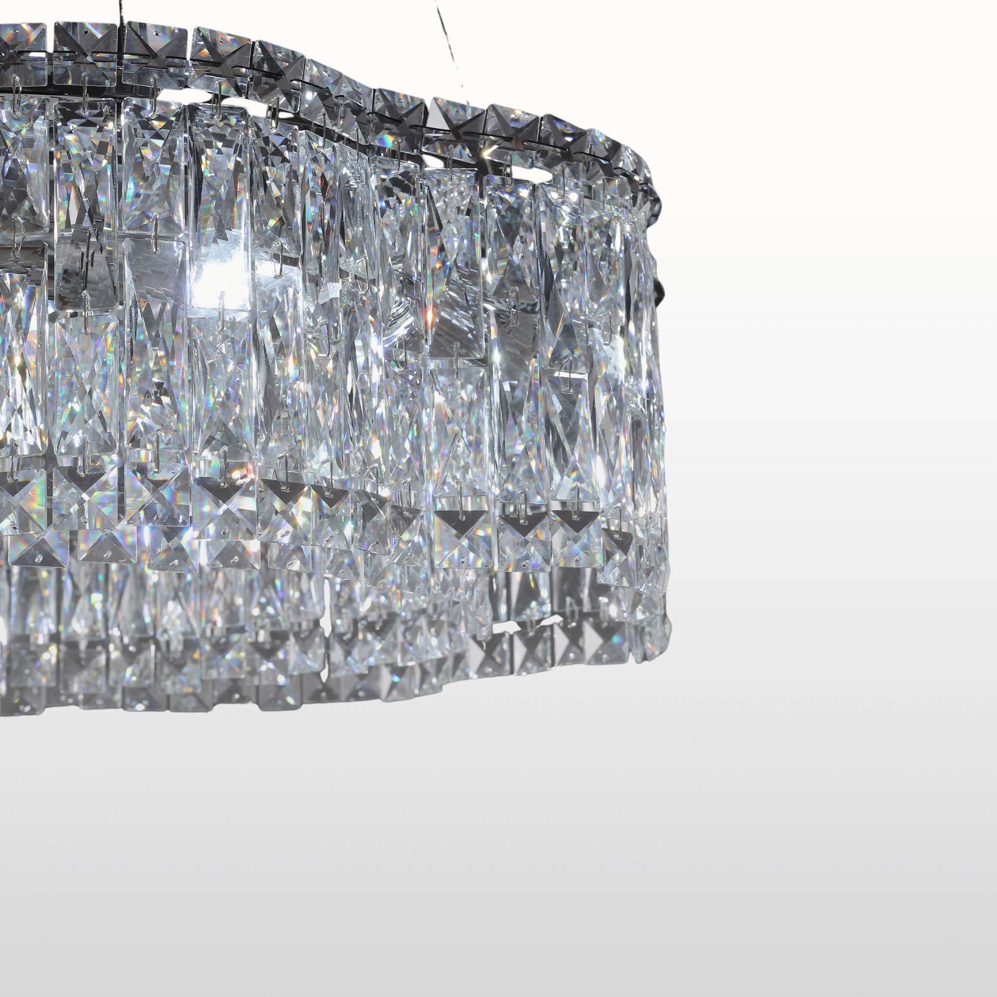 Halvring K9 Crystal Halo Chandelier for Dining Room, Ceiling Light Fixtures, LED
