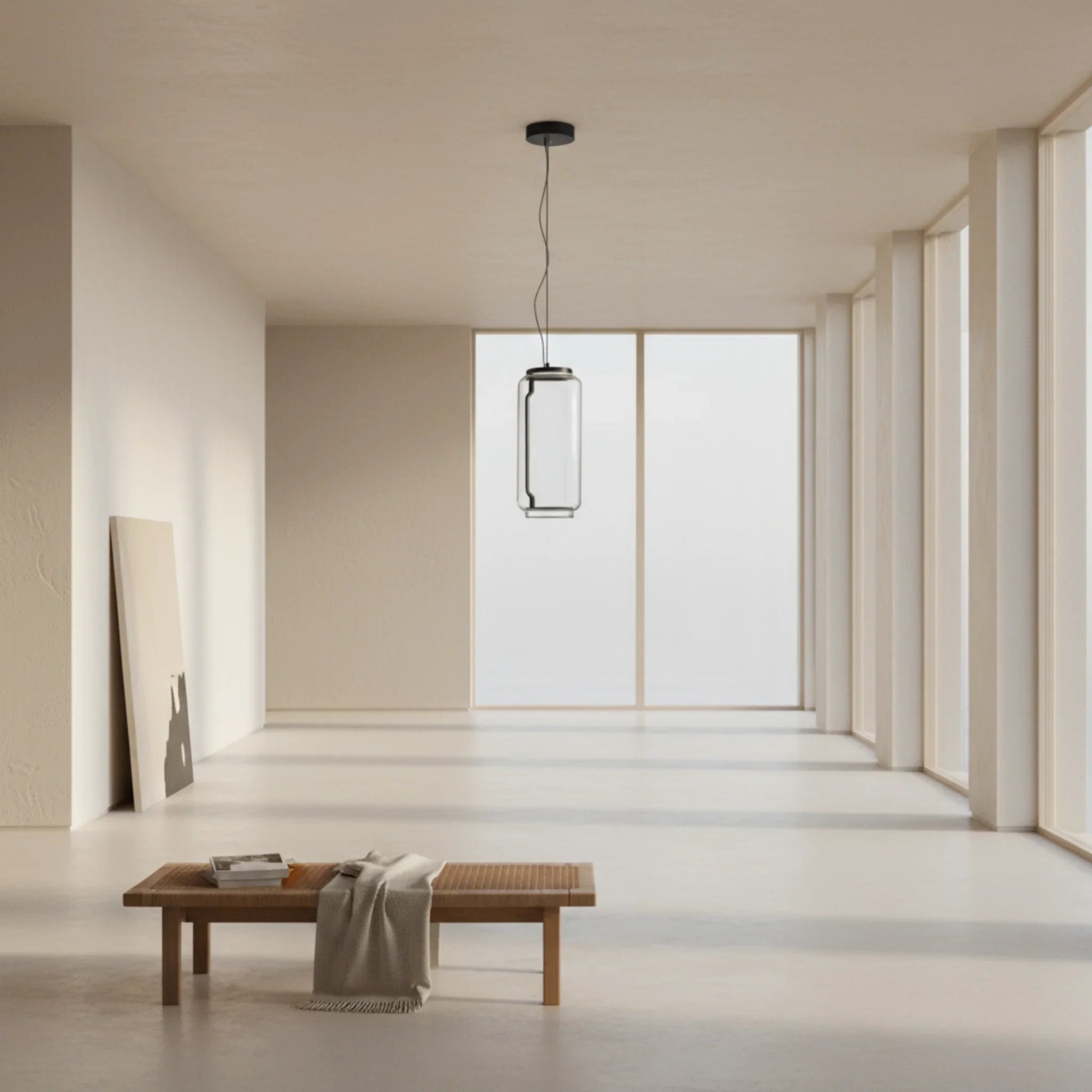 Kolna Glass Pendant Light Minimalist Nordic Decor, Small, Ceiling Fixtures, Hand-Blown Cylinder