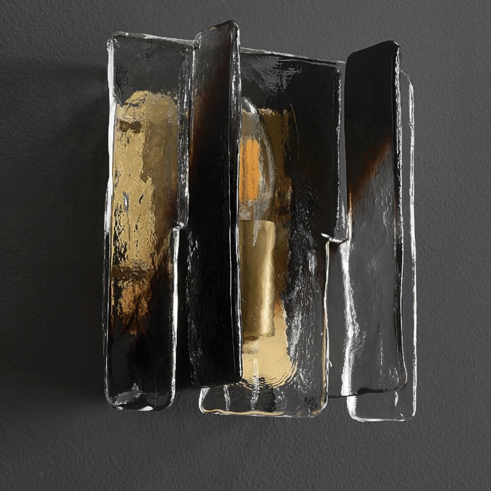 Retro French Glass Wall Lamp - Vintage Copper Sconce, Light Fixtures, Korveld Stained